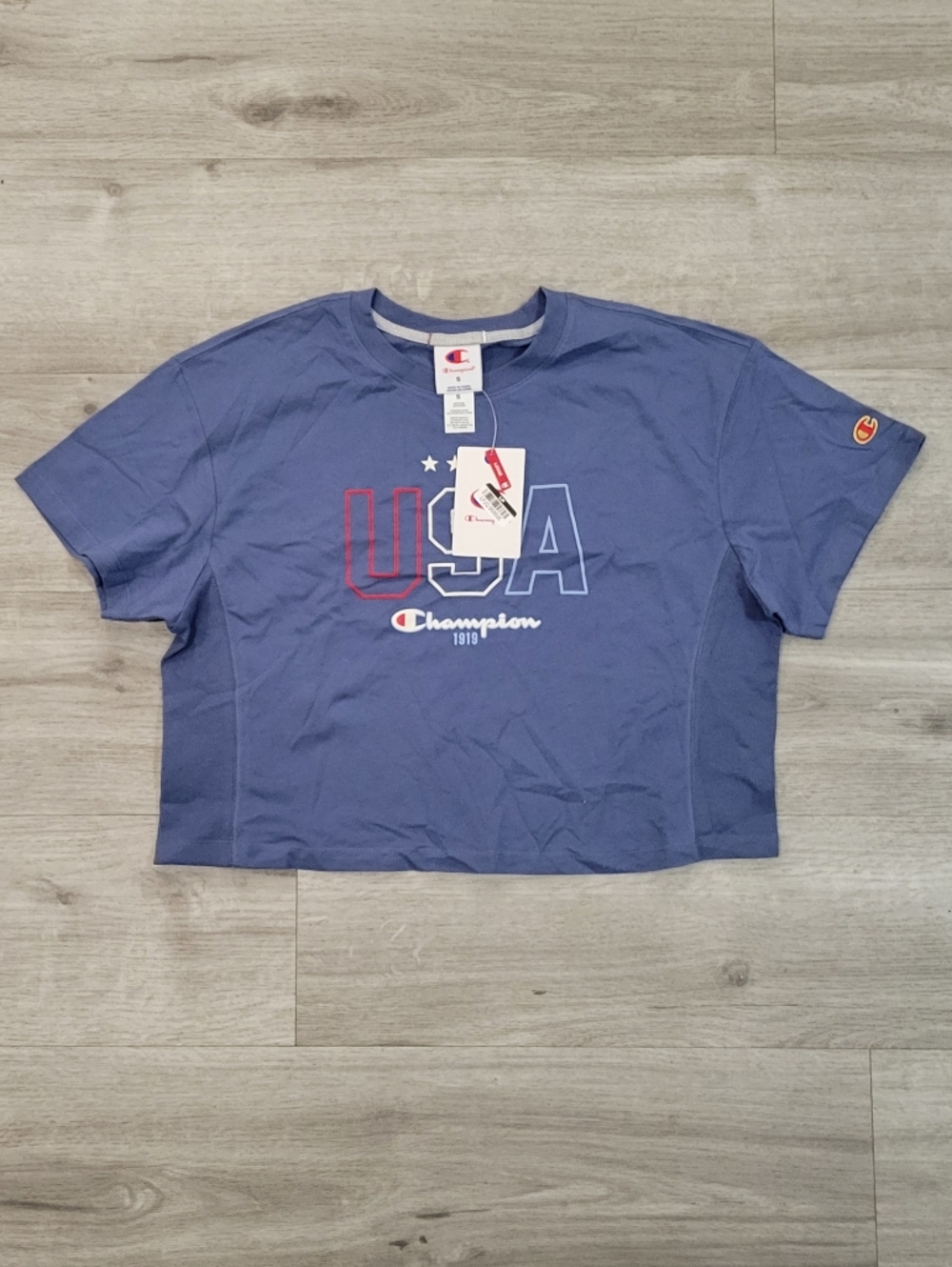 Champion USA Cropped Tee in Periwinkle